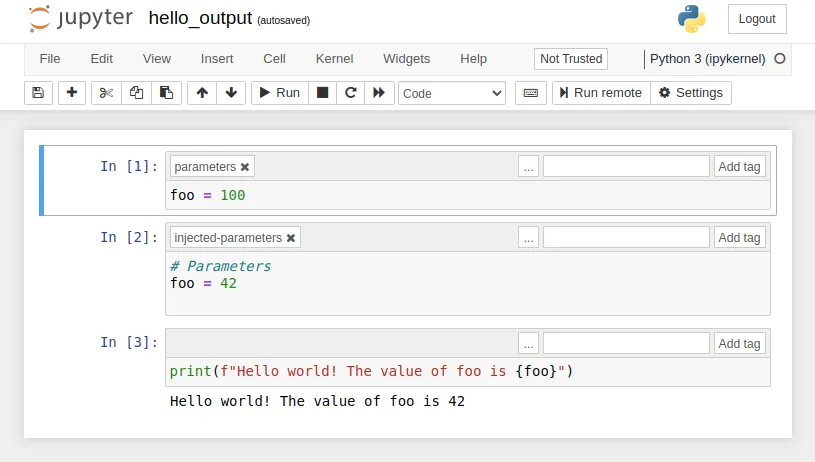 Papermill injects a new cell in Jupyter notebook which overrides the values of default values.