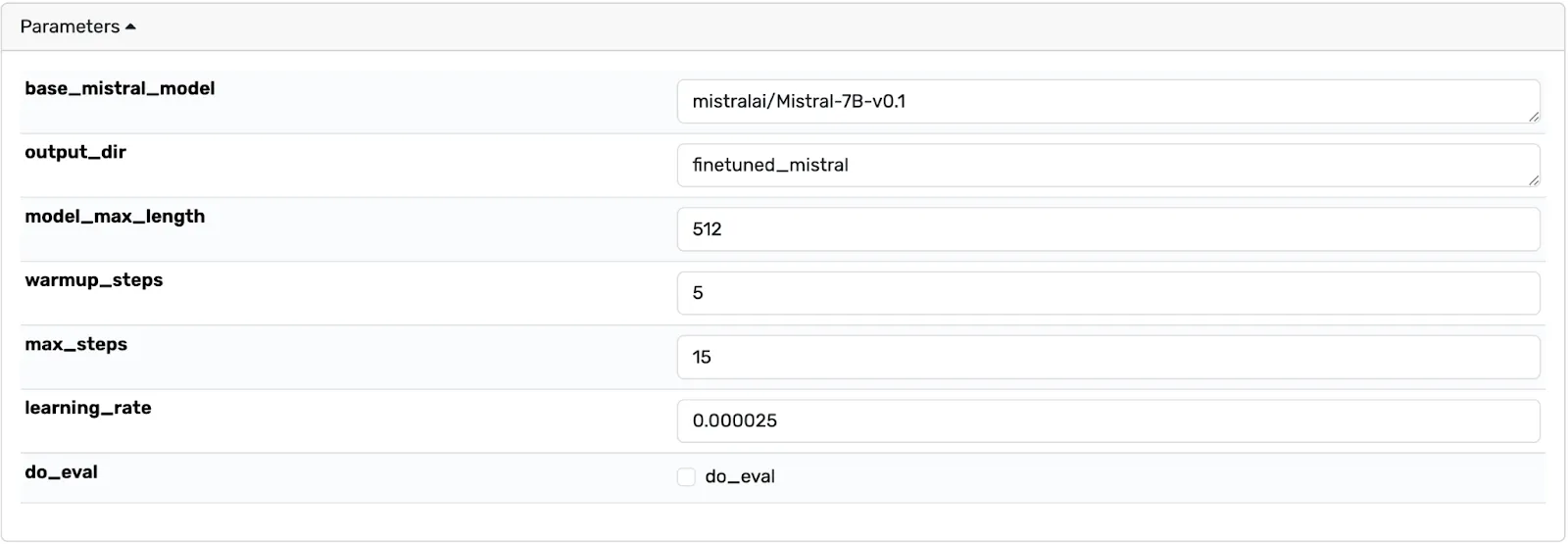 Fine-tuning parameters in Valohai