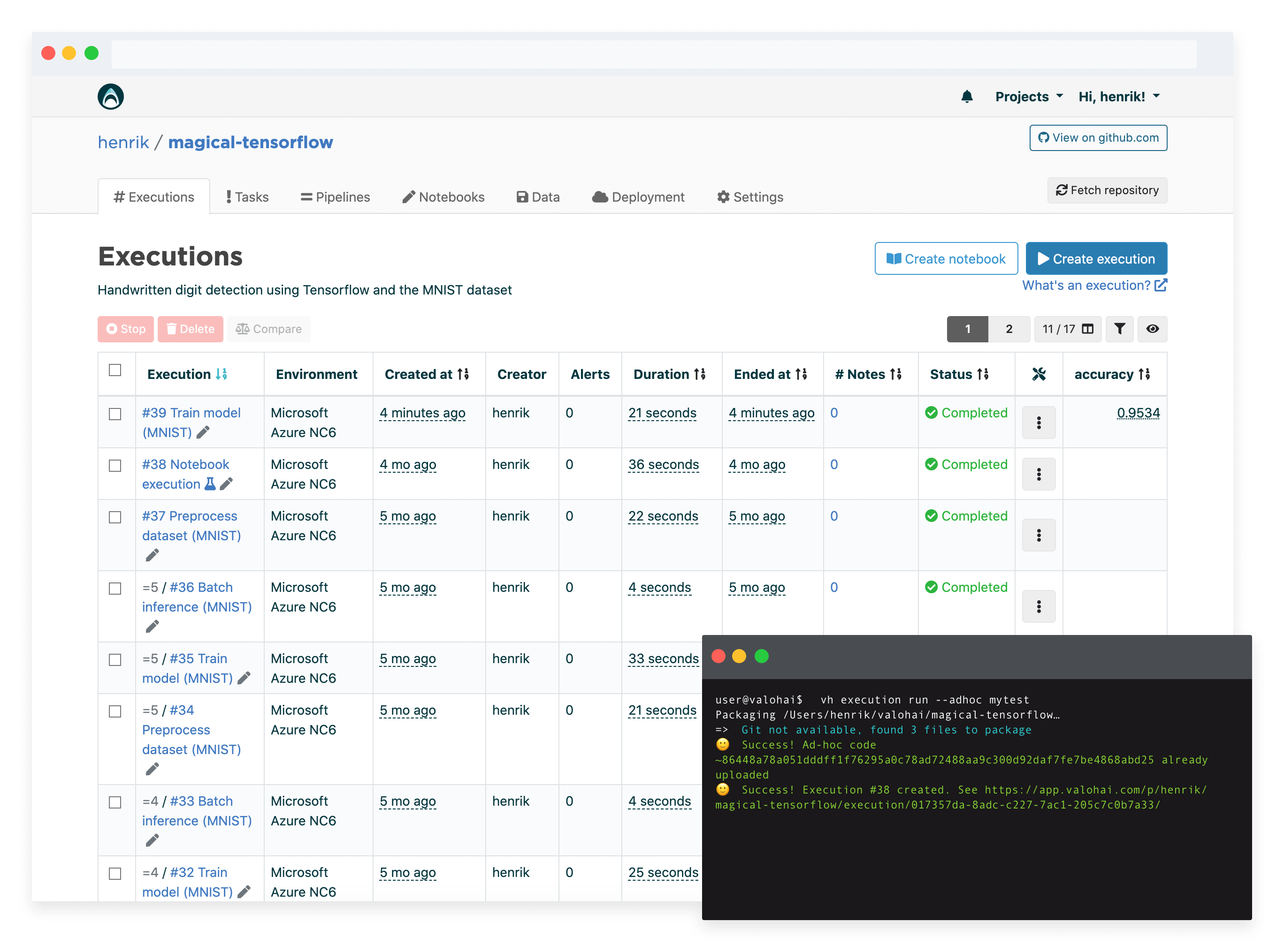 Managed machine learning infrastructure