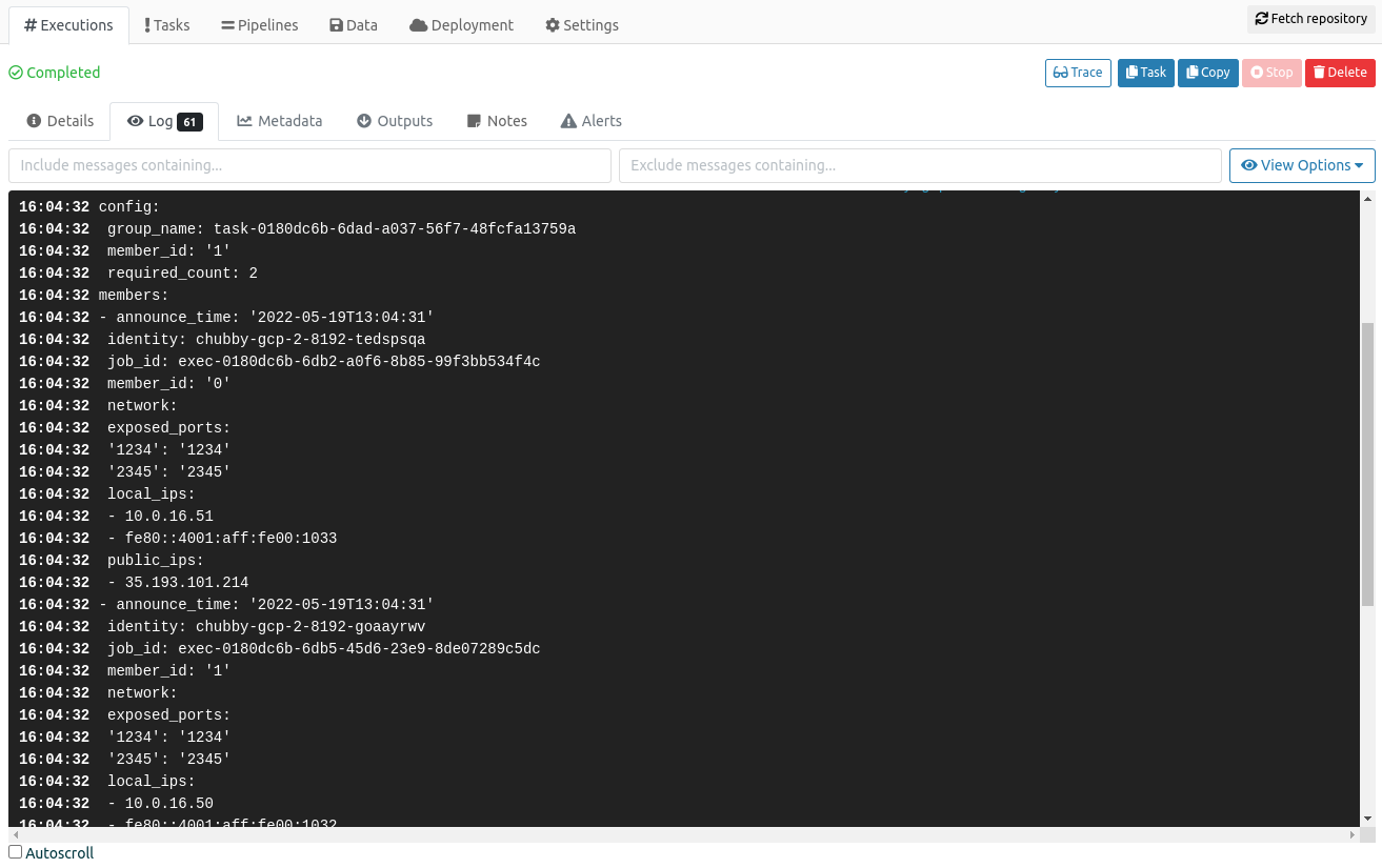 Network configuration mid-run of a distributed learning in the Valohai MLOps platform