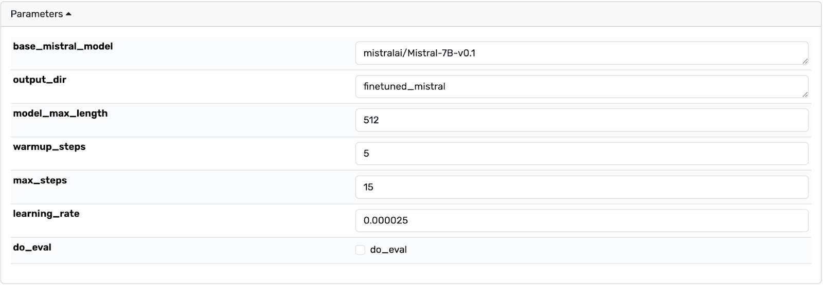 Fine-tuning parameters in Valohai