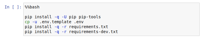 In Jupyter notebook use the %%bash to run multiple shell commands or a very long complicated ones.