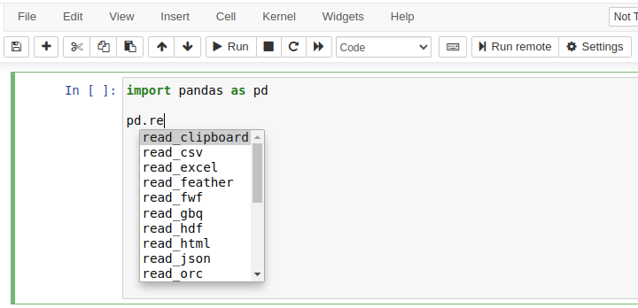 Using TAB for code completion in Jupyter notebooks.