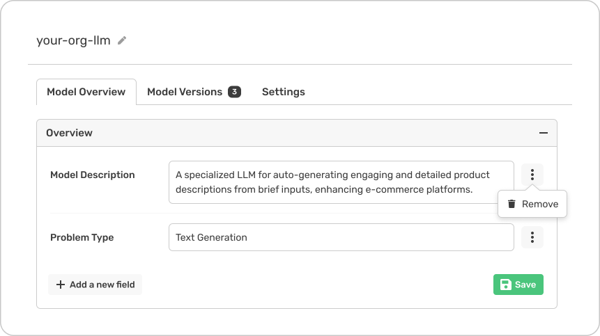 The view of a model card in Valohai's Model Registry.