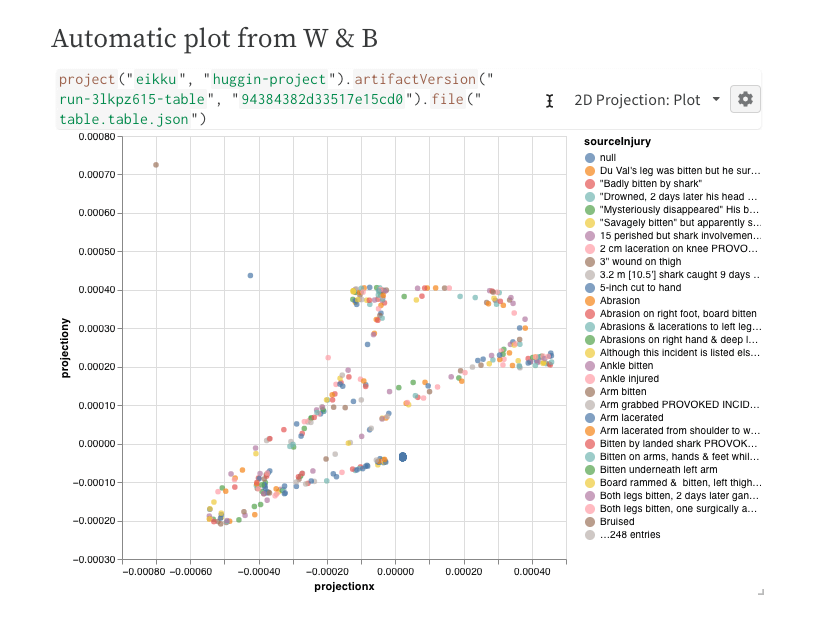 Weights and Biases Projection Plot